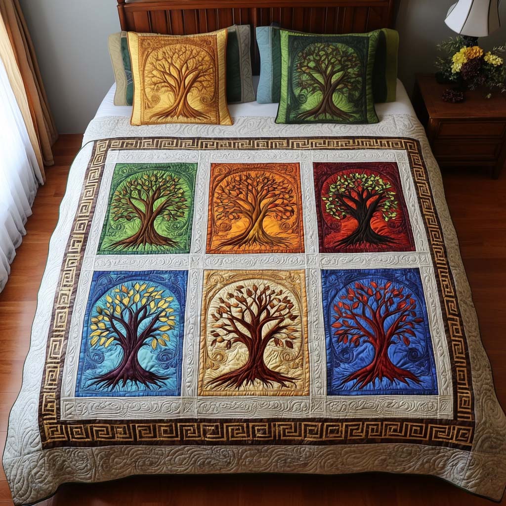 Colorful Roots Quilted Bedding Set Best Bed Sheet Set Tree Of Life Gifts For Adults