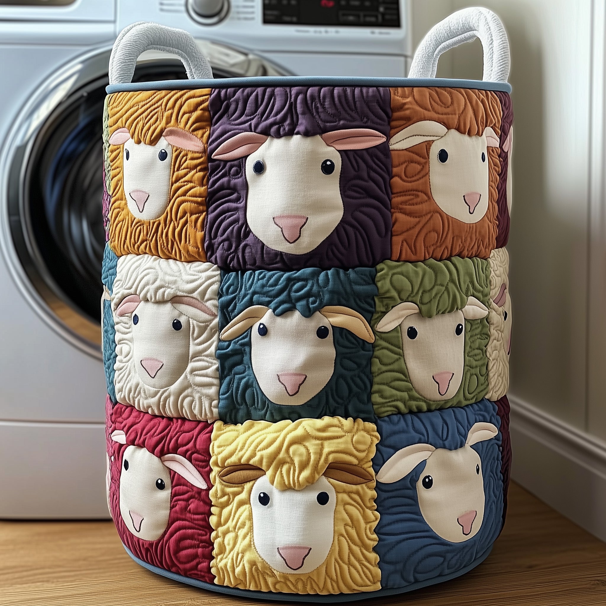Colorful Sheep Quilted Laundry Basket Presents For Sheep Lovers