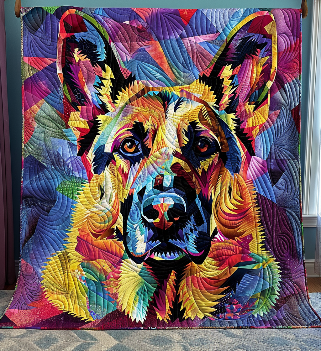 Colorful Shepherd Quilted Blanket Great Dog Christmas Gifts