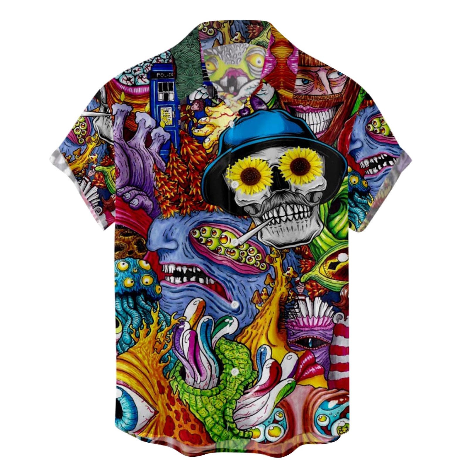 Colorful Skeleton Daisies Hawaiian Shirt Colorful Shirt Unique Gifts For Skeleton Lovers
