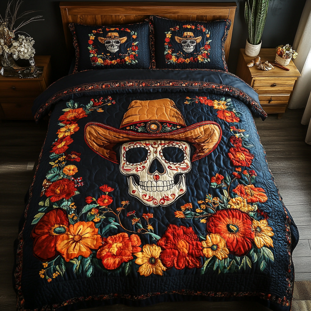 Colorful Skull Quilted Bedding Set Best Comforter Sets Skull Birthday Gifts