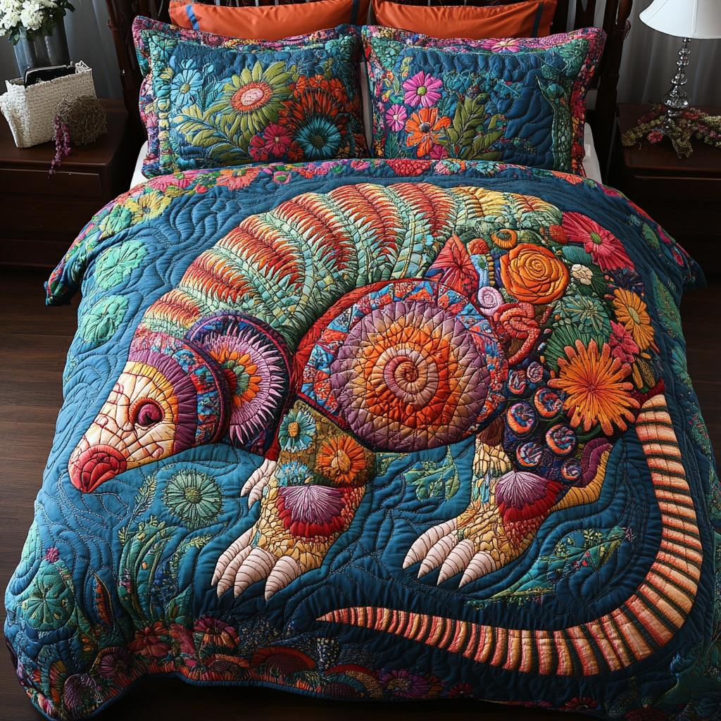 Colorful Spirit Quilted Bedding Set Bed Decor Ideas Armadillo Novelty Gifts