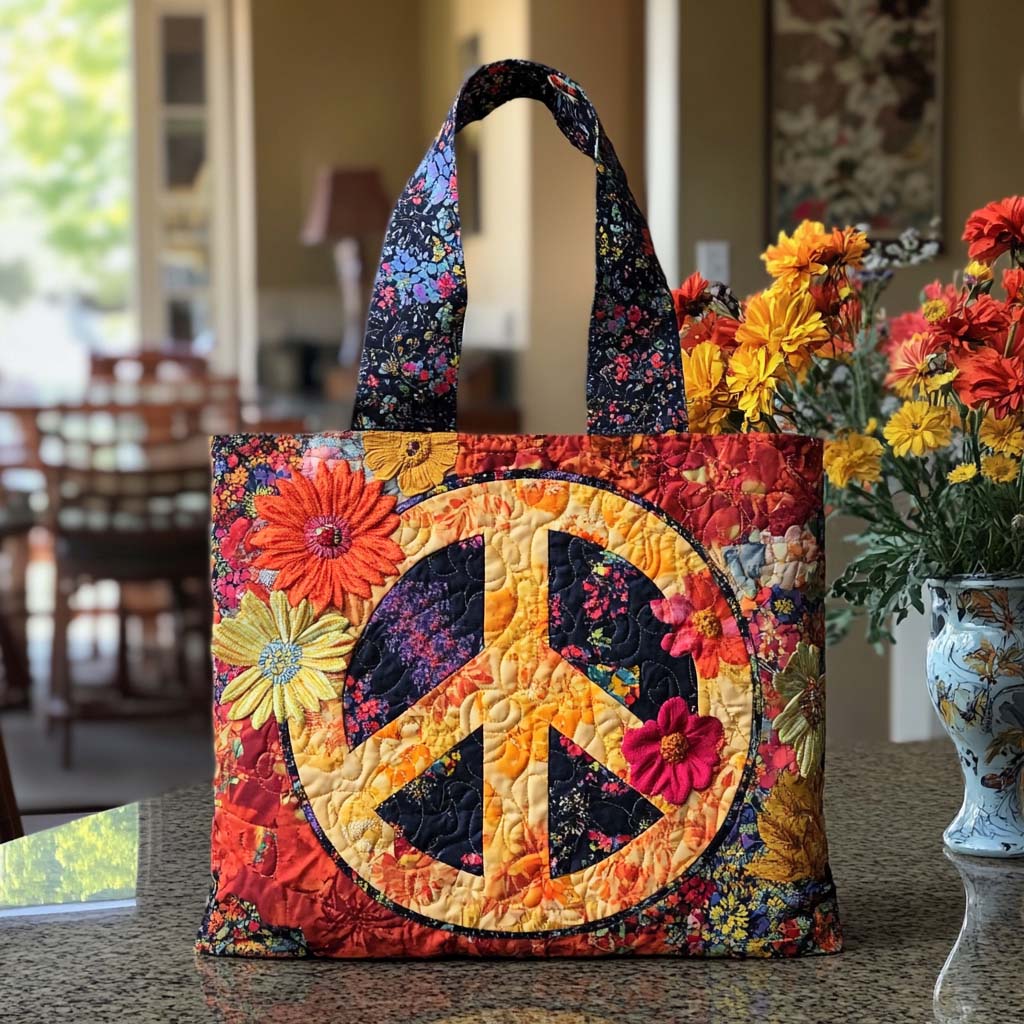 Colorful Spirit Quilted Tote Bag Hippie Presents