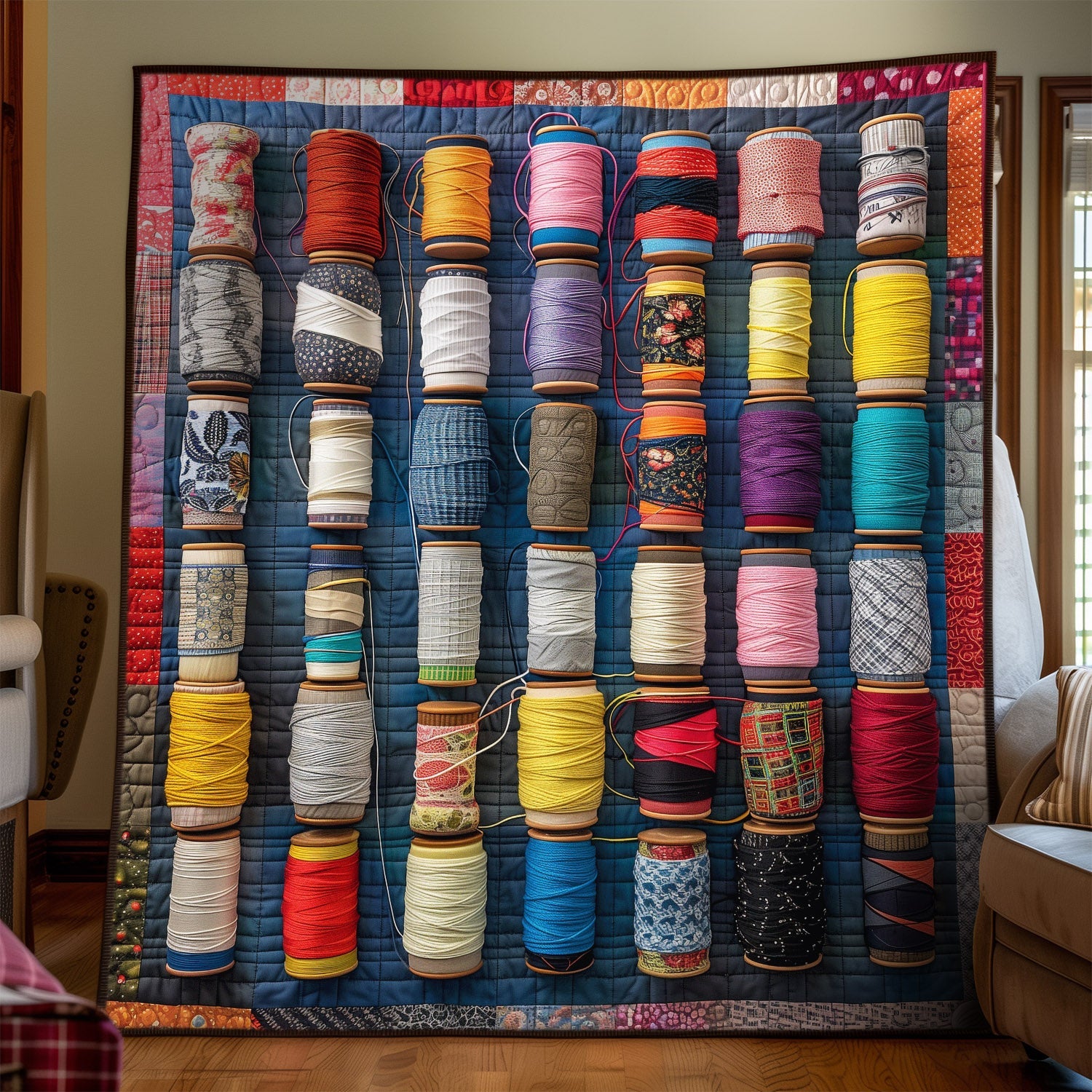 Colorful Spools Quilted Blanket Cute Blankets For Teens