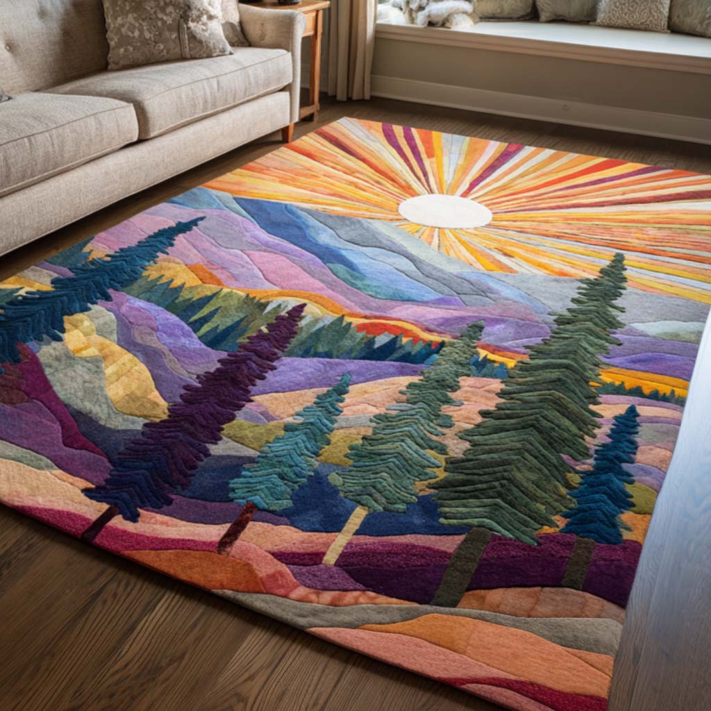 Colorful Sunrise Area Rug Entry Way Ideas Gifts For Forestry Workers
