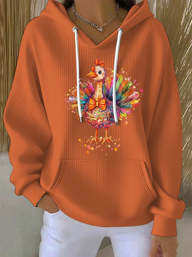 Colorful Thanksgiving Turkey Hoodie Cute Turkey Design Gifts For Women