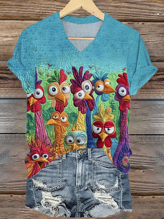 Colorful Thanksgiving Turkey V-Neck Shirt Thanksgiving Outfits Gifts For Her