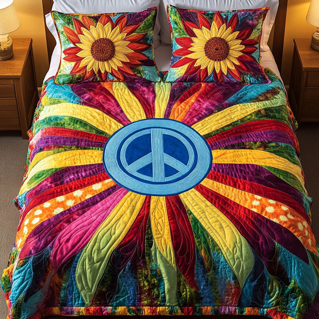 Colorful Tranquility Quilted Bedding Set Elegant Bedding Set Gift for Newlyweds