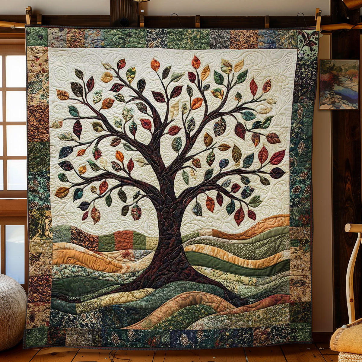 Colorful Tree Of Life Quilt Blanket Winter Blanket Father Daughter Gifts For Dad
