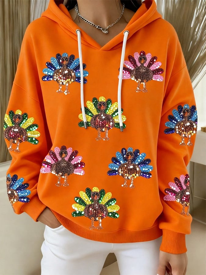 Colorful Turkey Hoodie Happy Thanksgiving Apparel Cool Thanksgiving Gifts