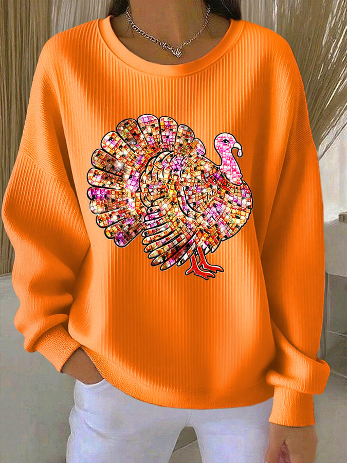 Colorful Turkey Thanksgiving Sweatshirt Happy Thanksgiving Merch Gifts For Best Friends
