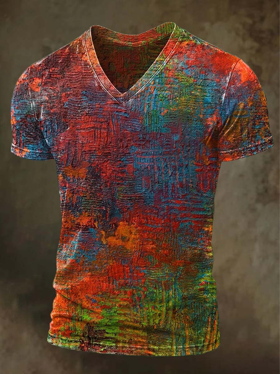Colorful V-Neck Shirt Clash Art Halloween Presents Ideas For Friends