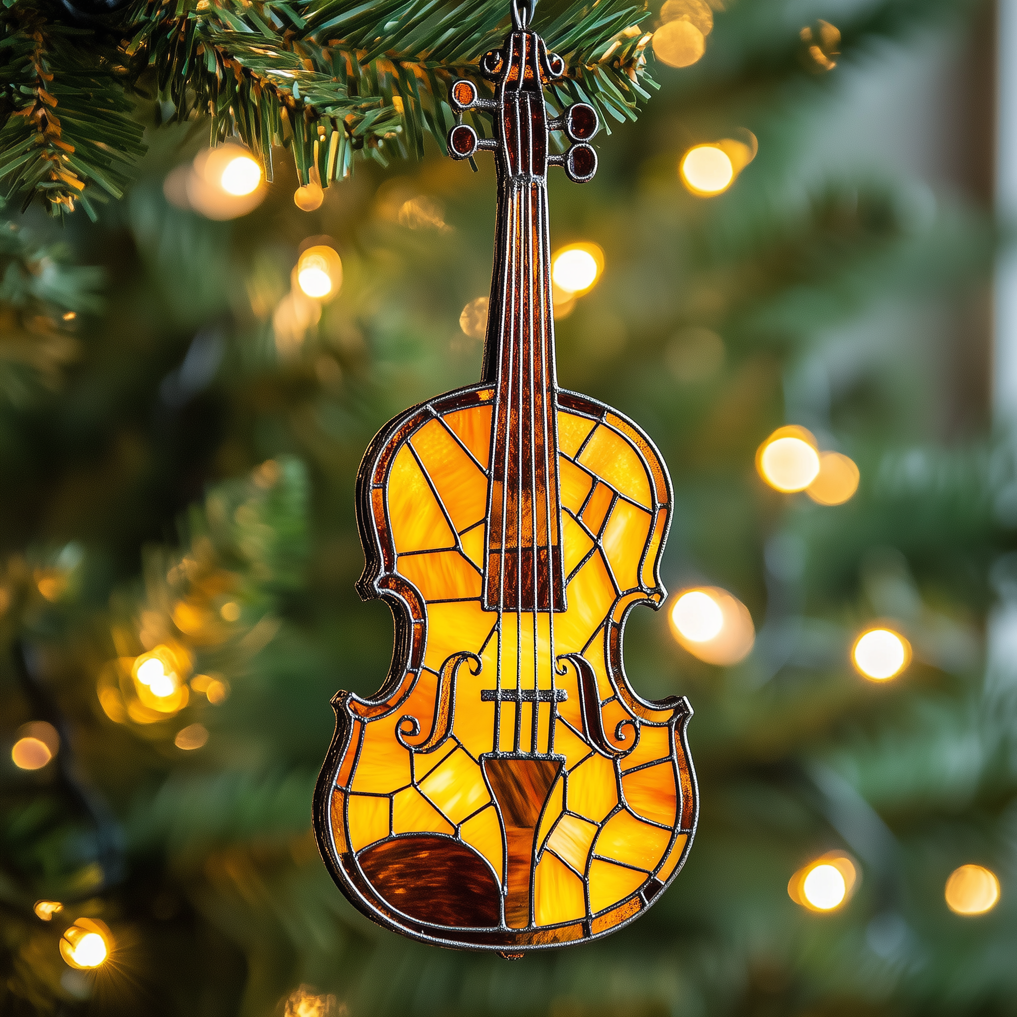 Colorful Violin Acrylic Ornament Christmas Tree Ornament
