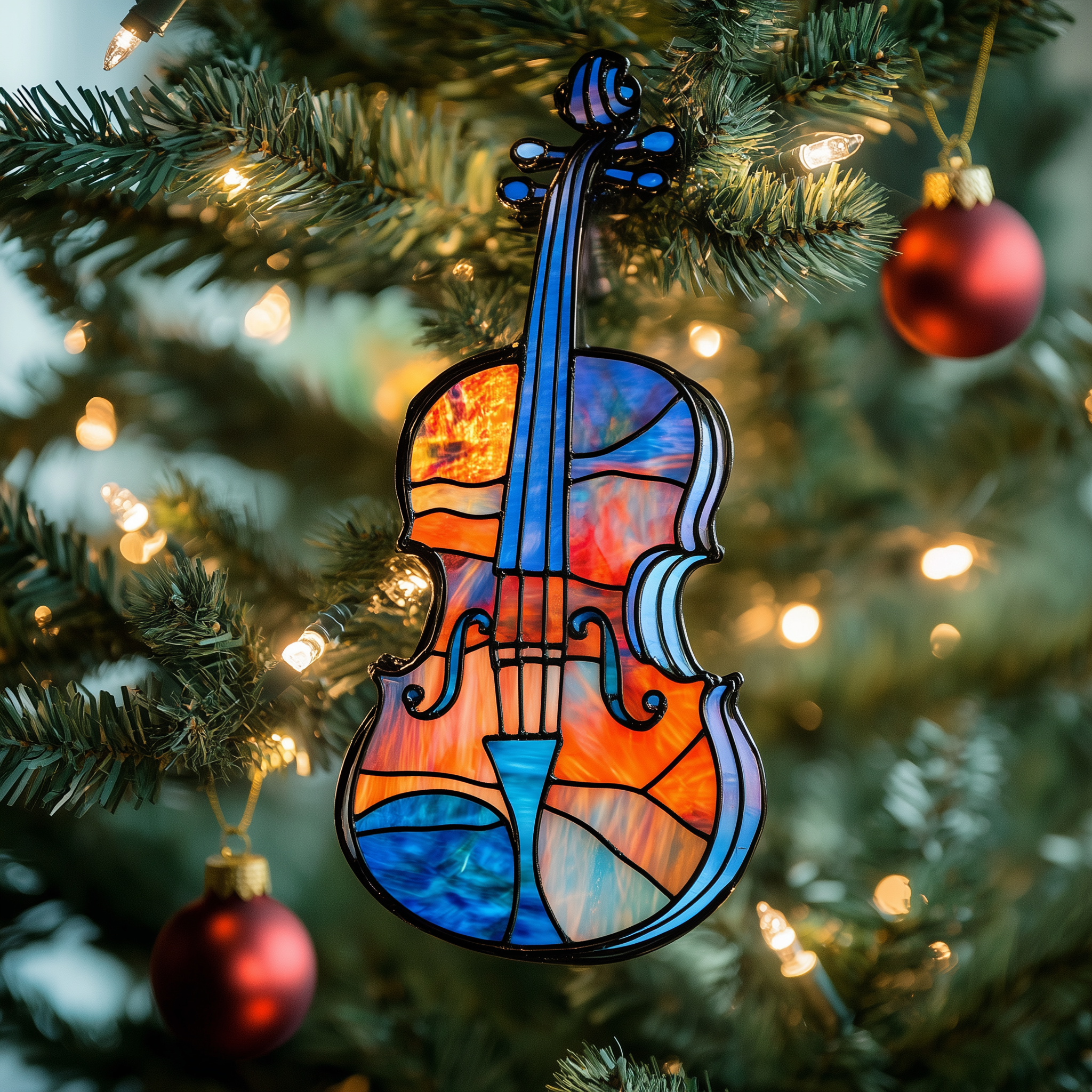 Colorful Violin Mica Ornament Celebrate Life's Best Moments with Custom Holiday Ornaments