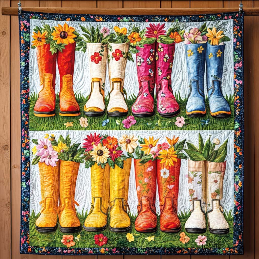 Colorful Wellies Quilted Blanket Unusual Gardening Gifts