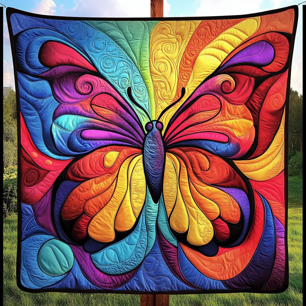 Colorful Wings Quilted Blanket Christmas Throw Blanket Best Butterfly Lover Gifts For Mom