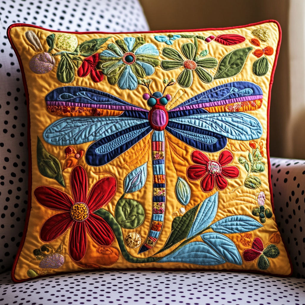 Colorful Wings Quilted Pillow Case Home Decor Pillow Covers Dragonfly Gift Ideas