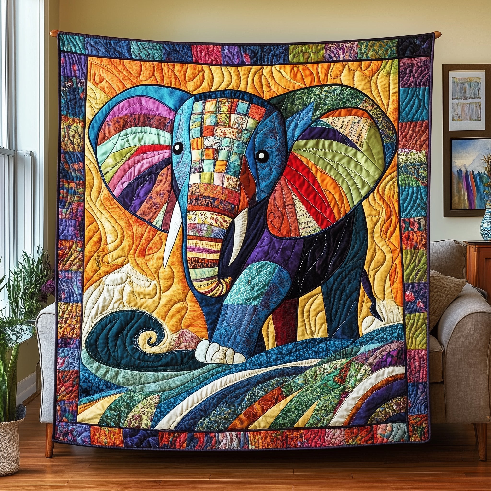 ColorSplash Elephant Quilted Blanket Sofa Throw BlanketBest Gifts For Elephant Lovers