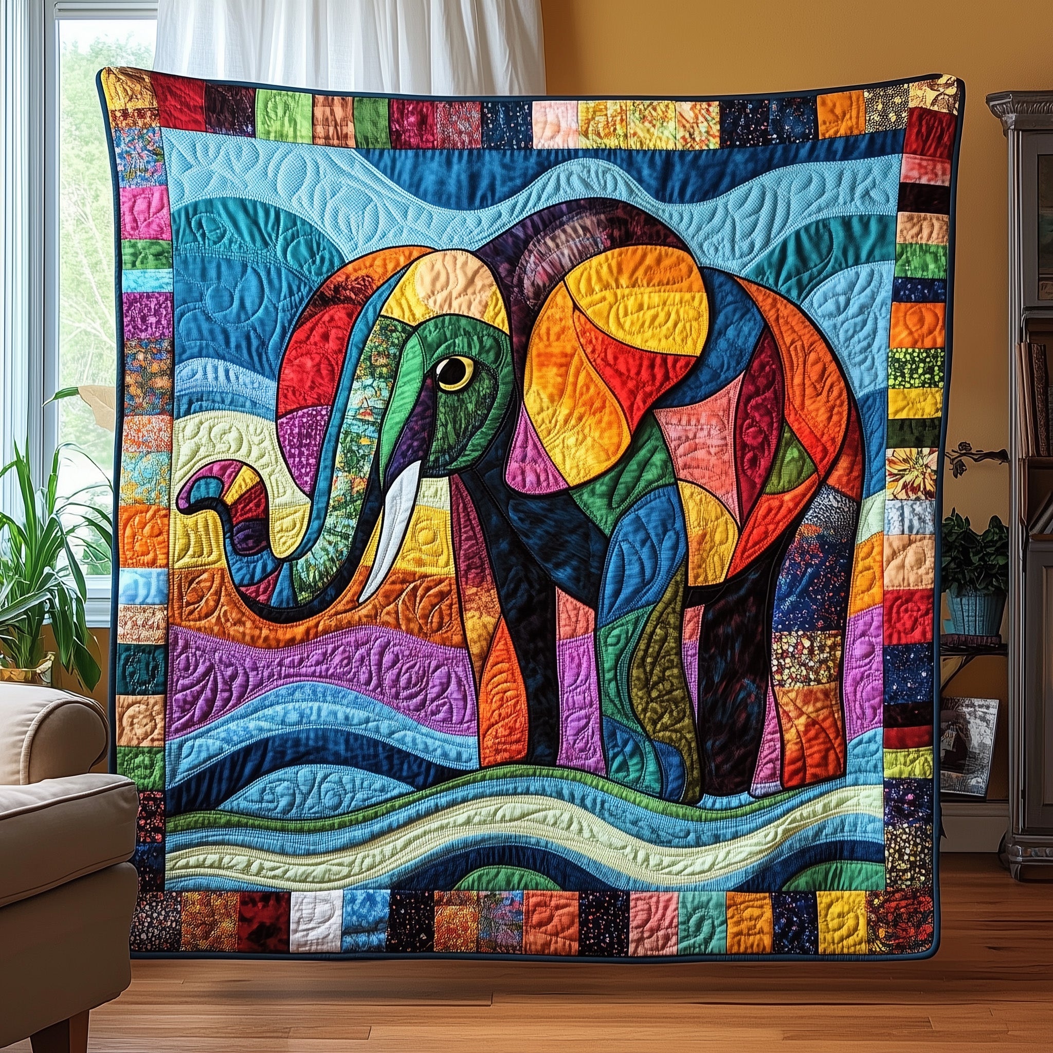 ColorSplash Elephant Quilted Blanket Sofa Throw BlanketBirthday Gifts For Elephant Lovers