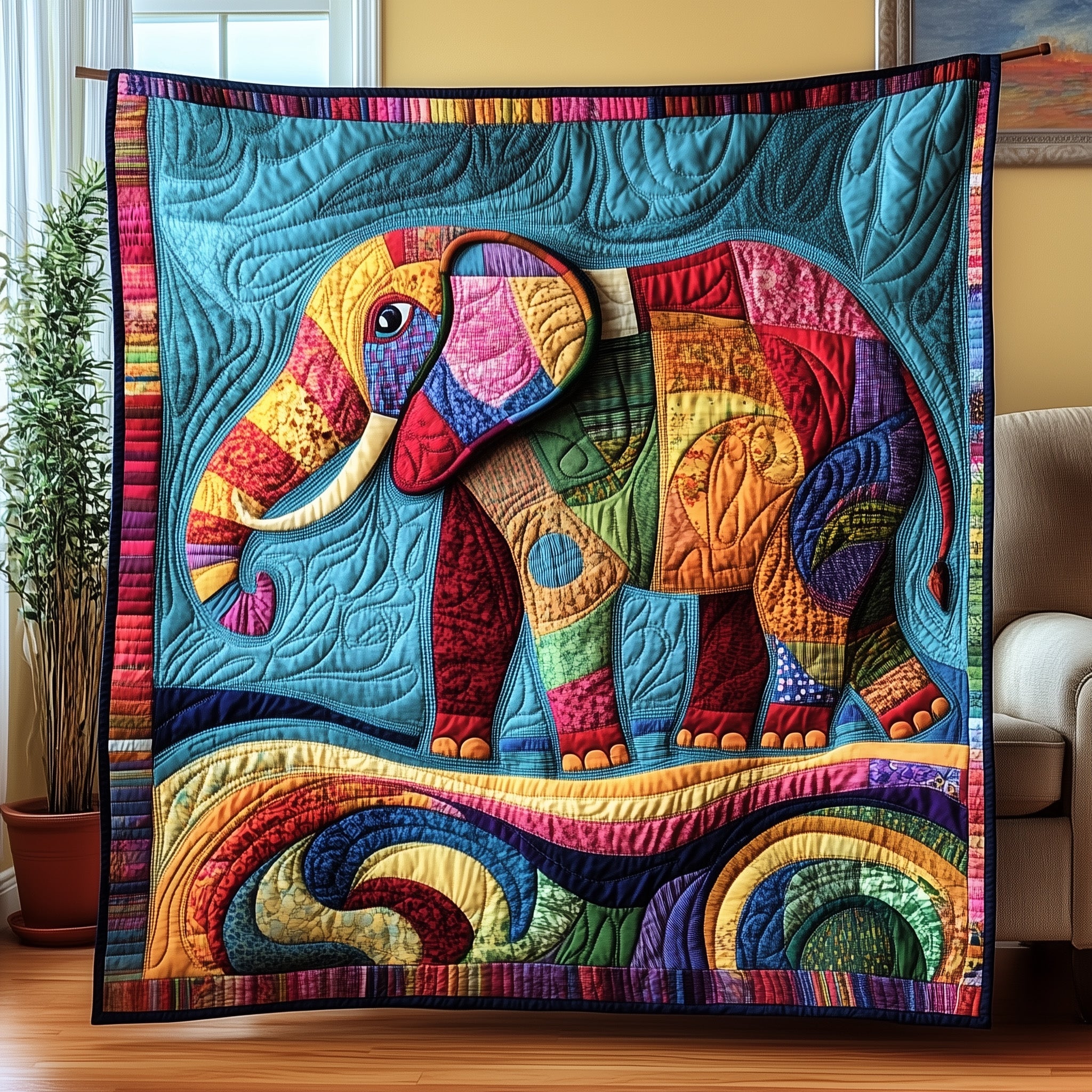 ColorSplash Elephant Quilted Blanket Sofa Throw BlanketElephant Gifts For Him