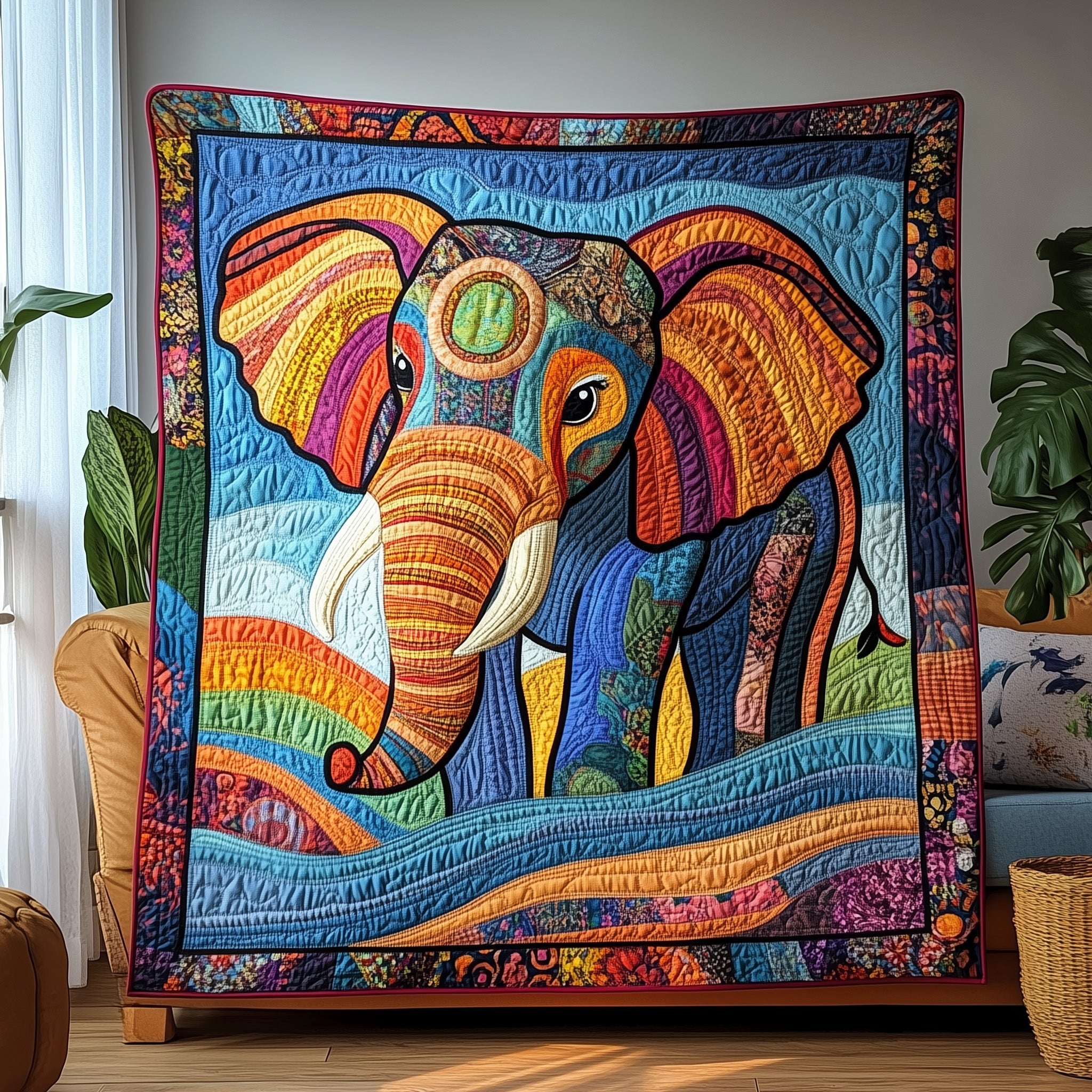 ColorSplash Elephant Quilted Blanket Sofa Throw BlanketElephant Gifts For Him Her