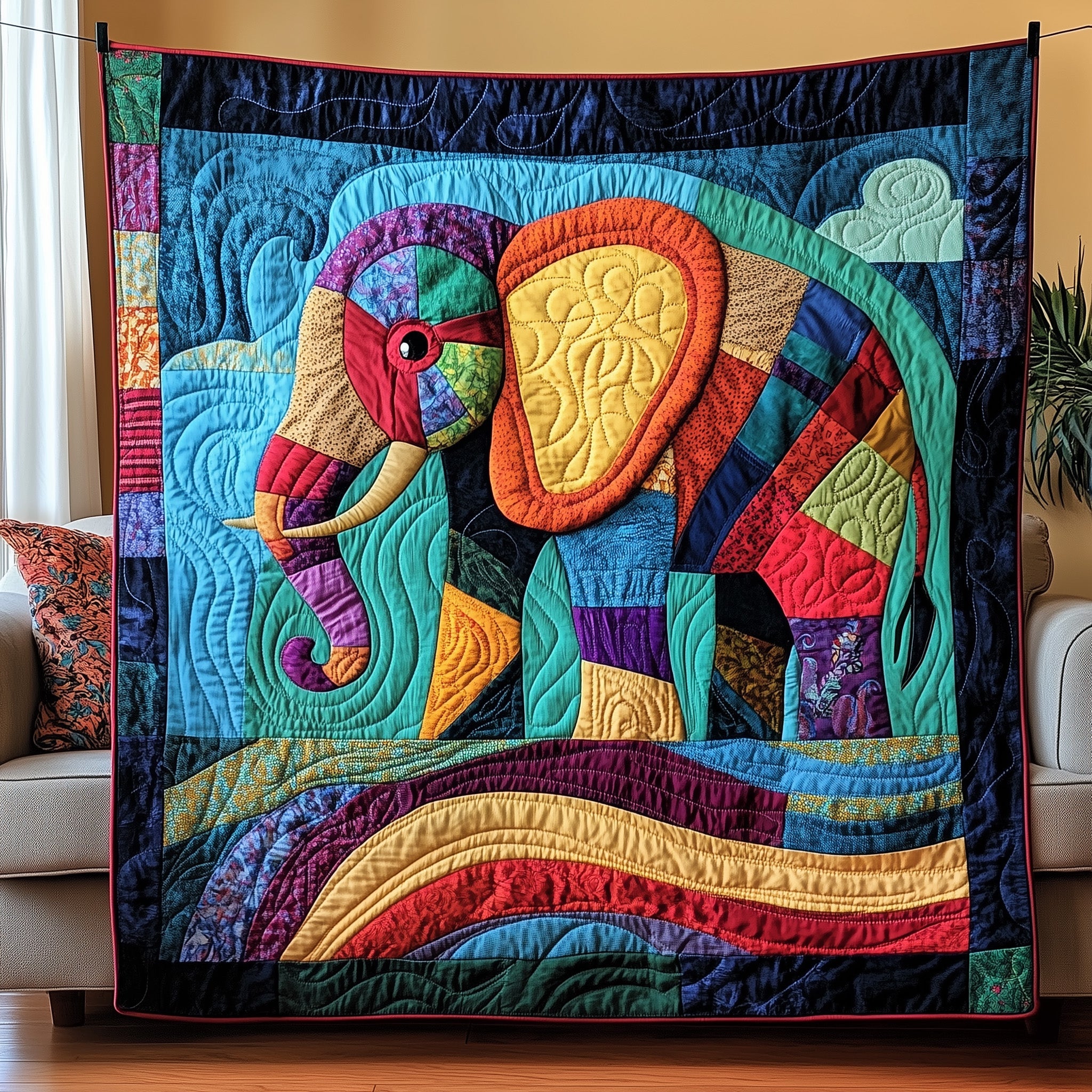 ColorSplash Elephant Quilted Blanket Sofa Throw BlanketElephant Lover Gift  Chritsmas