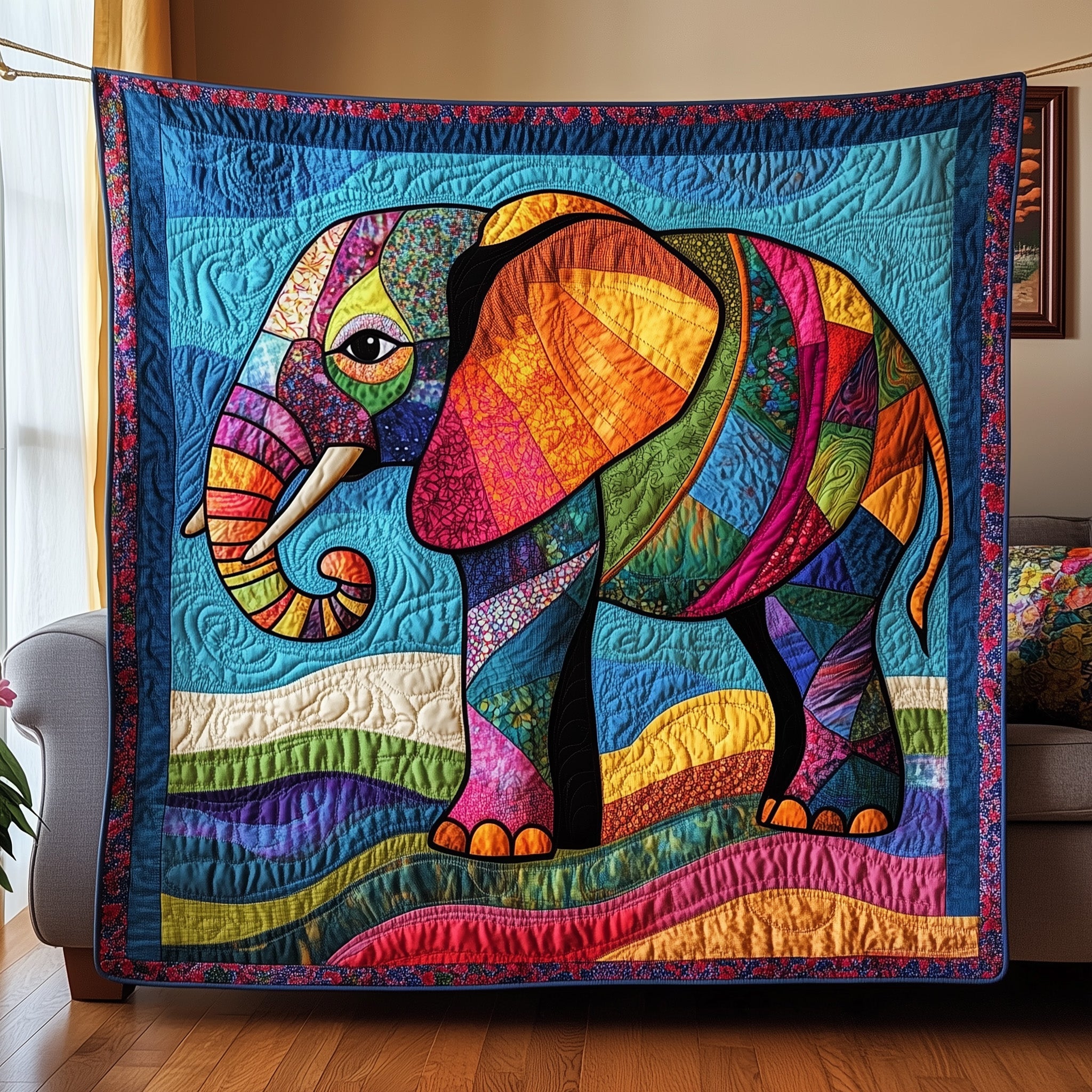 ColorSplash Elephant Quilted Blanket Sofa Throw BlanketGift Ideas For Elephant Lovers
