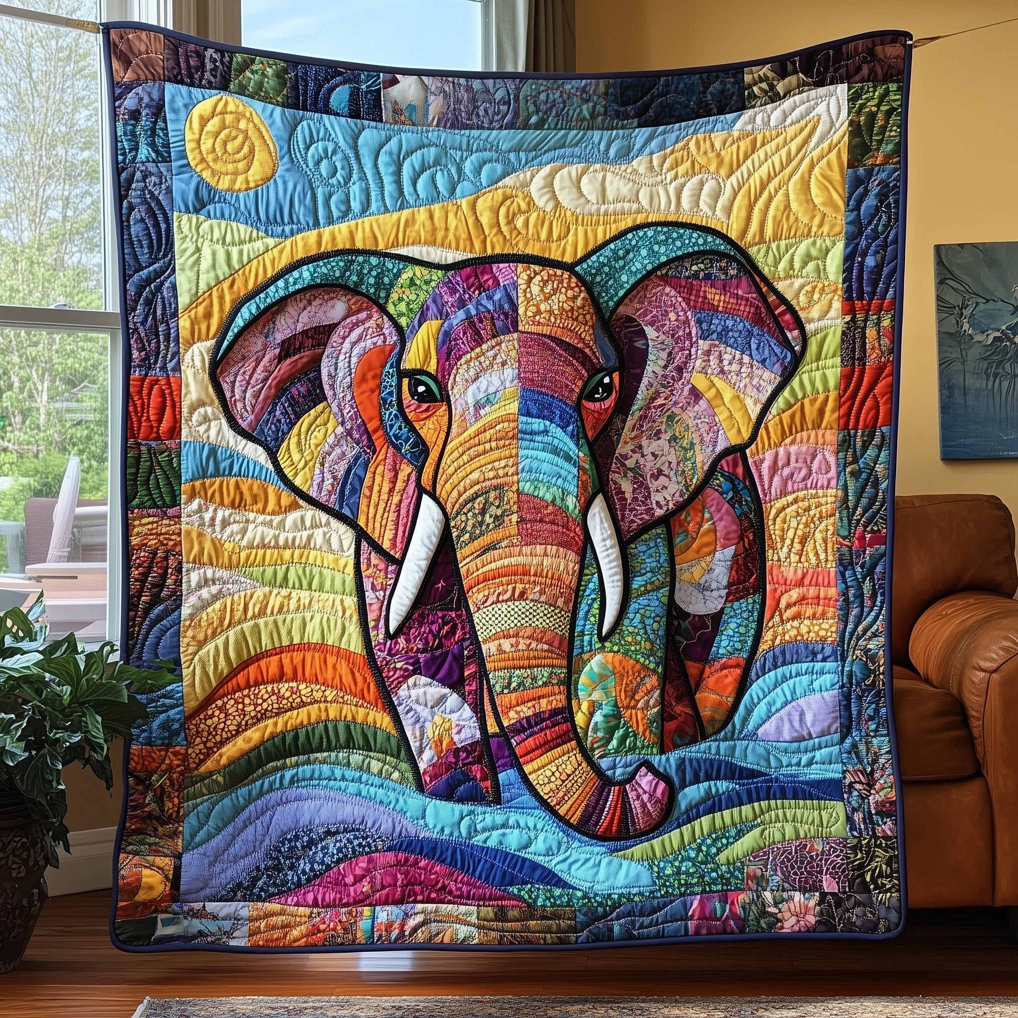 ColorSplash Elephant Quilted Blanket Sofa Throw BlanketUnique Elephant Gifts Chritsmas