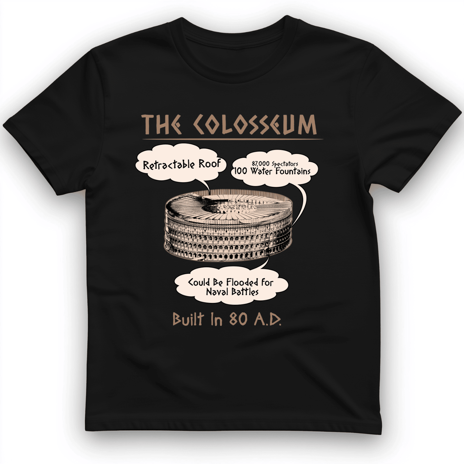 Colosseum Built In 80 A.D. T-Shirt Historical Facts Shirt Best Gifts For Students