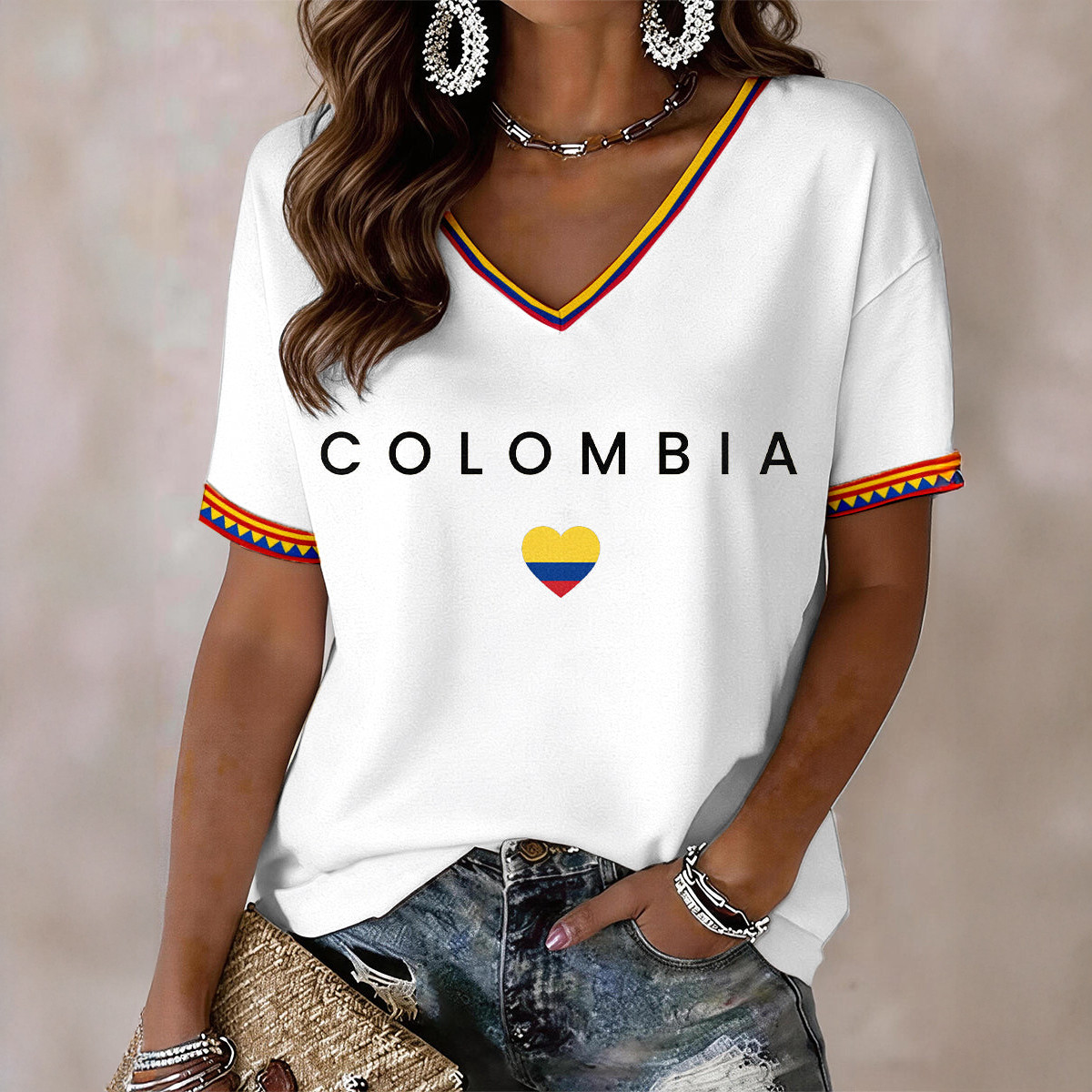 Columbia 2026 FIFA World Cup Soccer V-Neck Shirt Game Day Clothing Best Soccer Gear