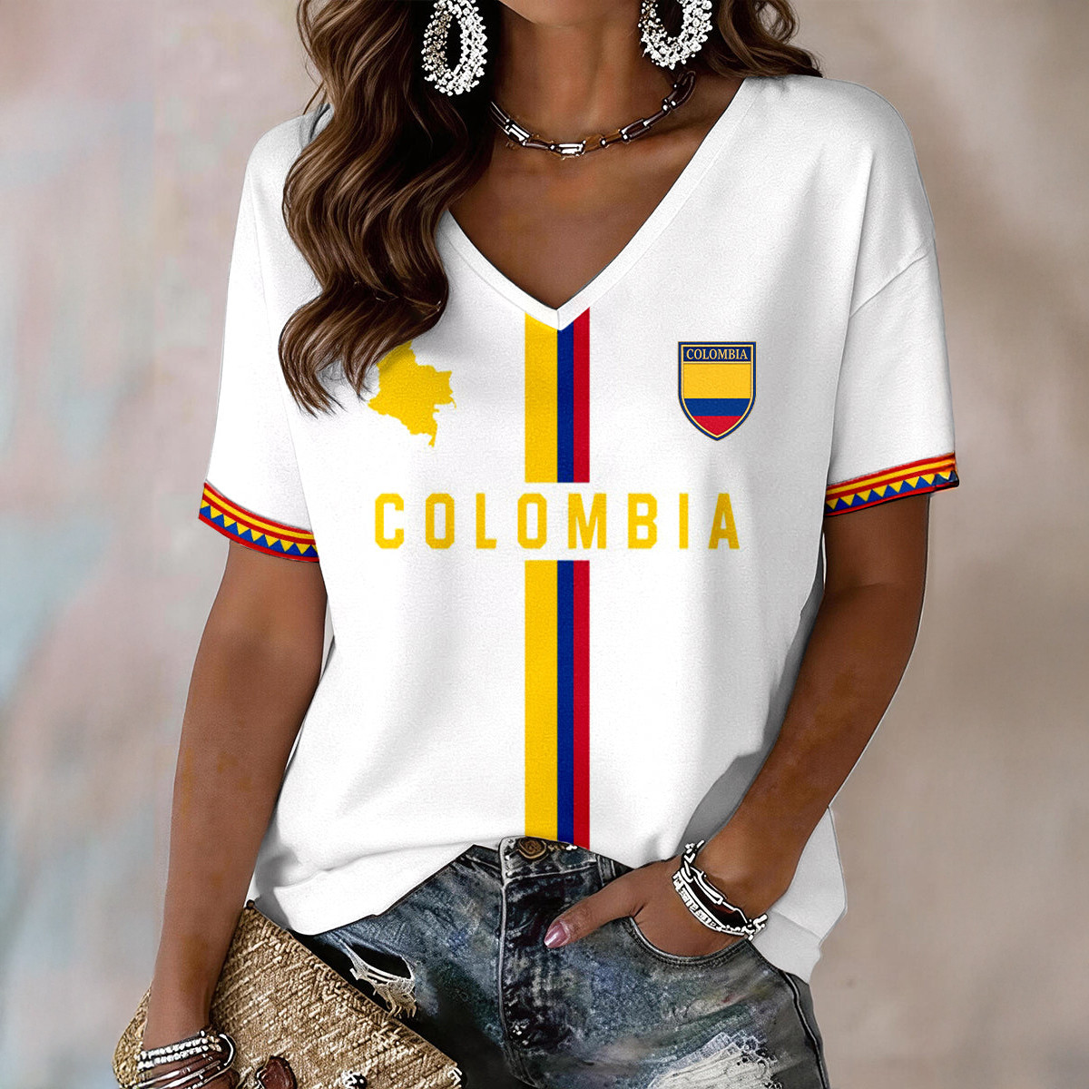 Columbia 2026 FIFA World Cup V-Neck Shirt 2026 World Cup Shirt Soccer Grandma Gift