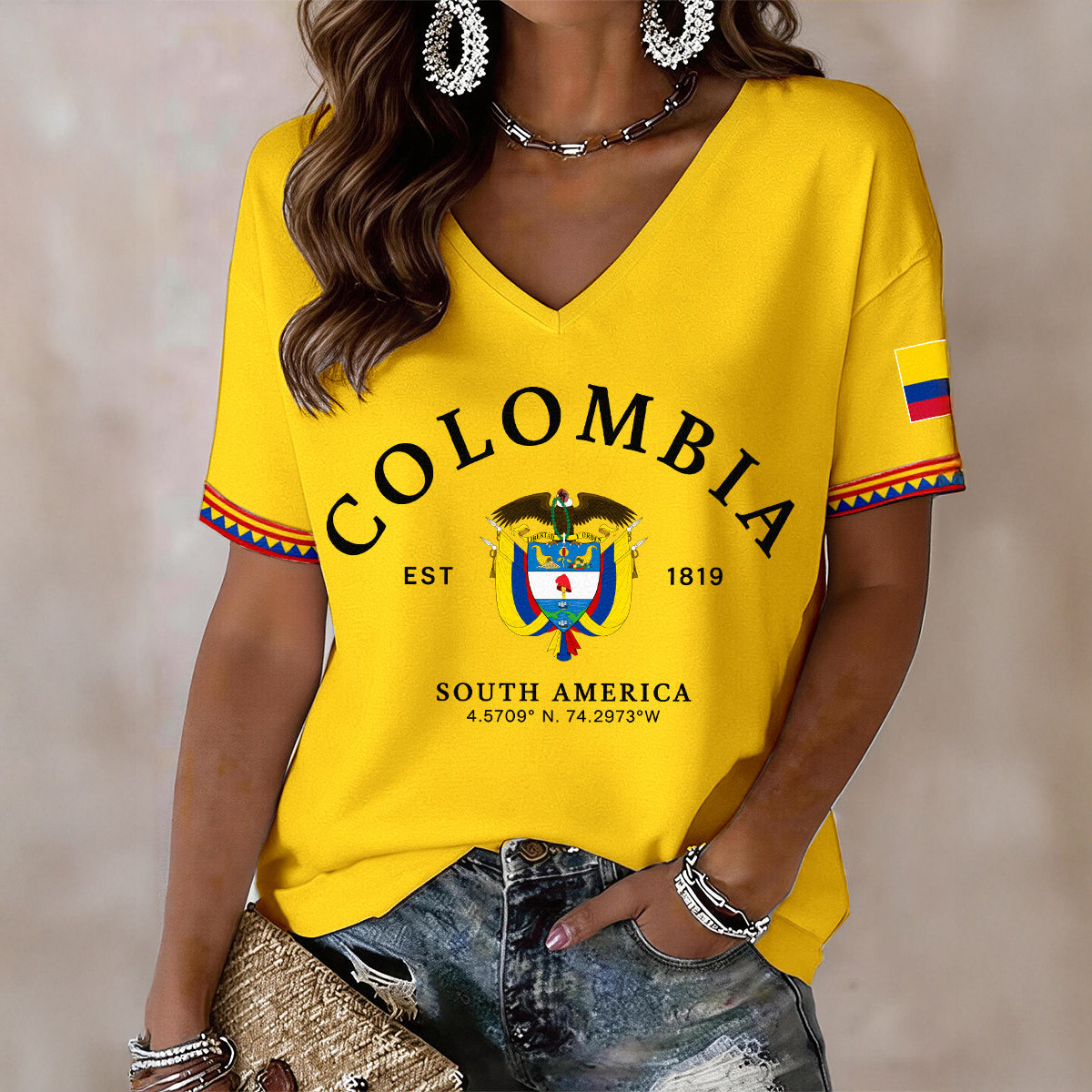 Columbia 2026 FIFA World Cup V-Neck Shirt Soccer Lover Shirt 2026 World Cup Gear