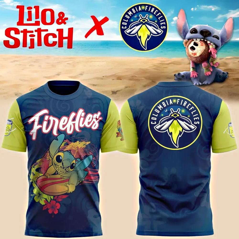 Columbia Fireflies x Stitch 2025 Special Edition T-Shirt Baseball Team Gift Ideas