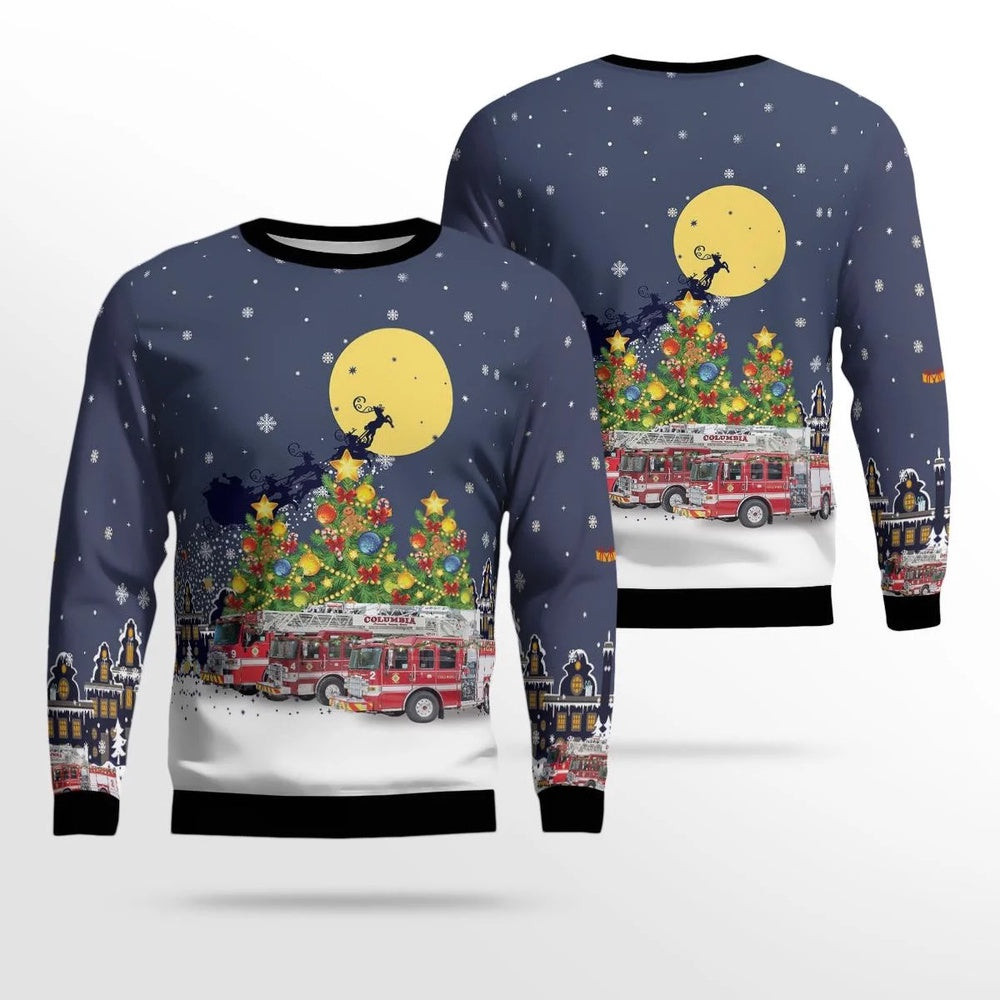 Columbia South Carolina Columbia Fire Department AOP Ugly Sweater Xmas Unisex Sweater Christmas Gifts For Men Women