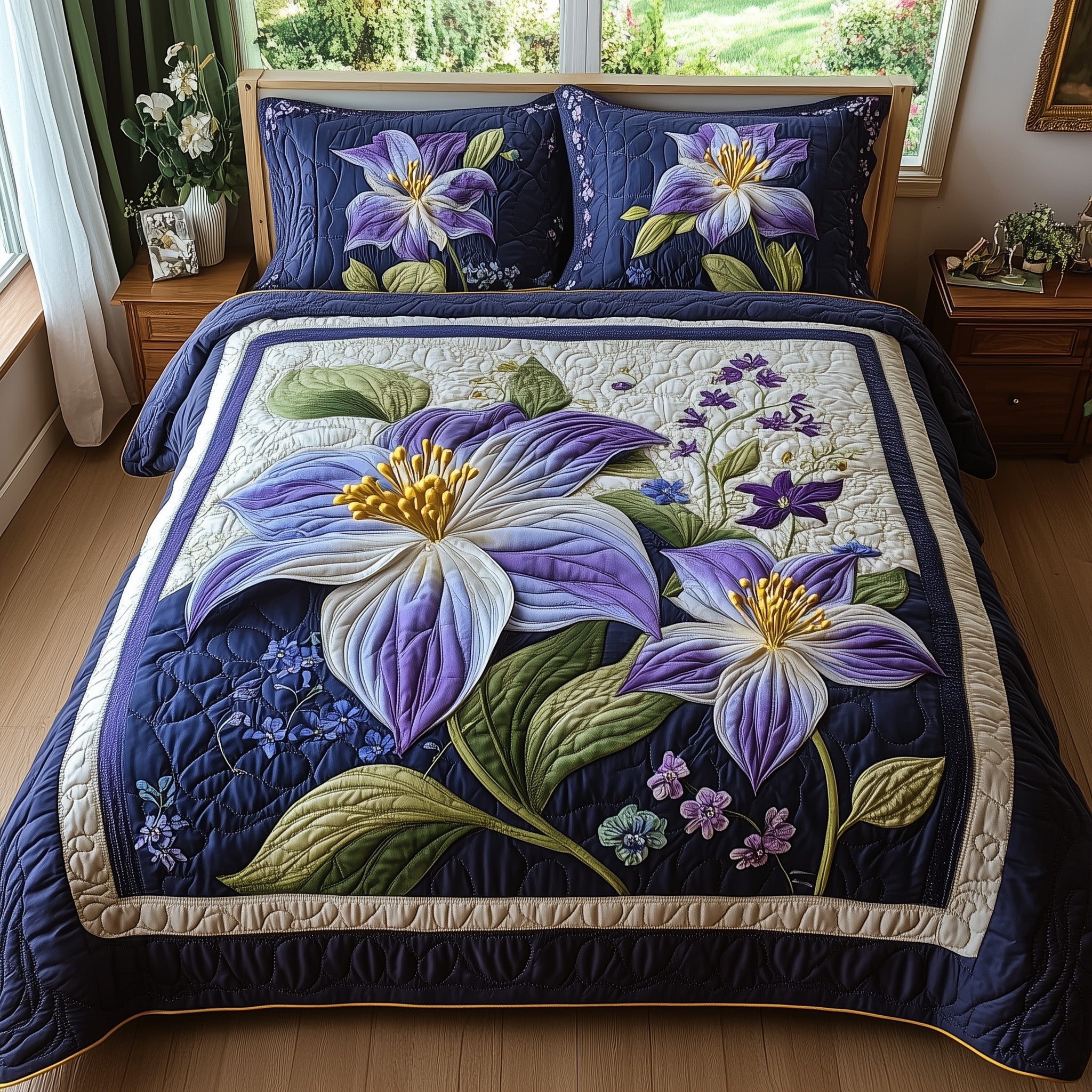 Columbine Charm Quilted Bedding Set Duvet Cover Bedspread Best Christmas Presents For Girlfriend