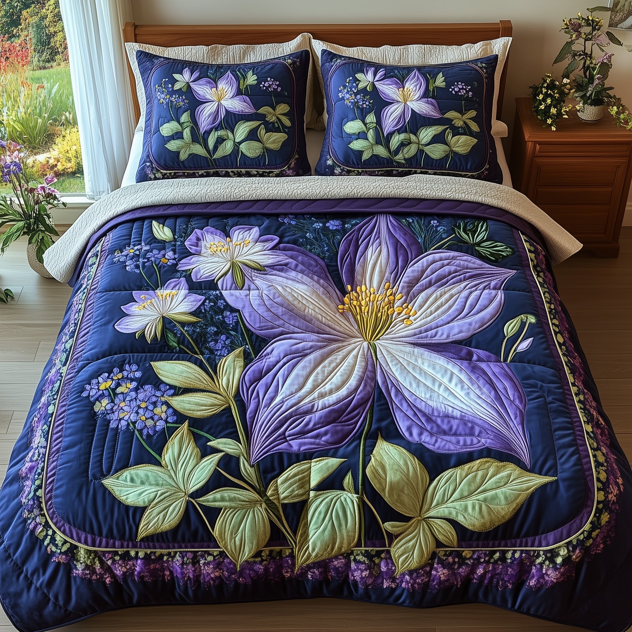 Columbine Charm Quilted Bedding Set Duvet Cover Bedspread Christmas Gifts For Men Who Have Everything