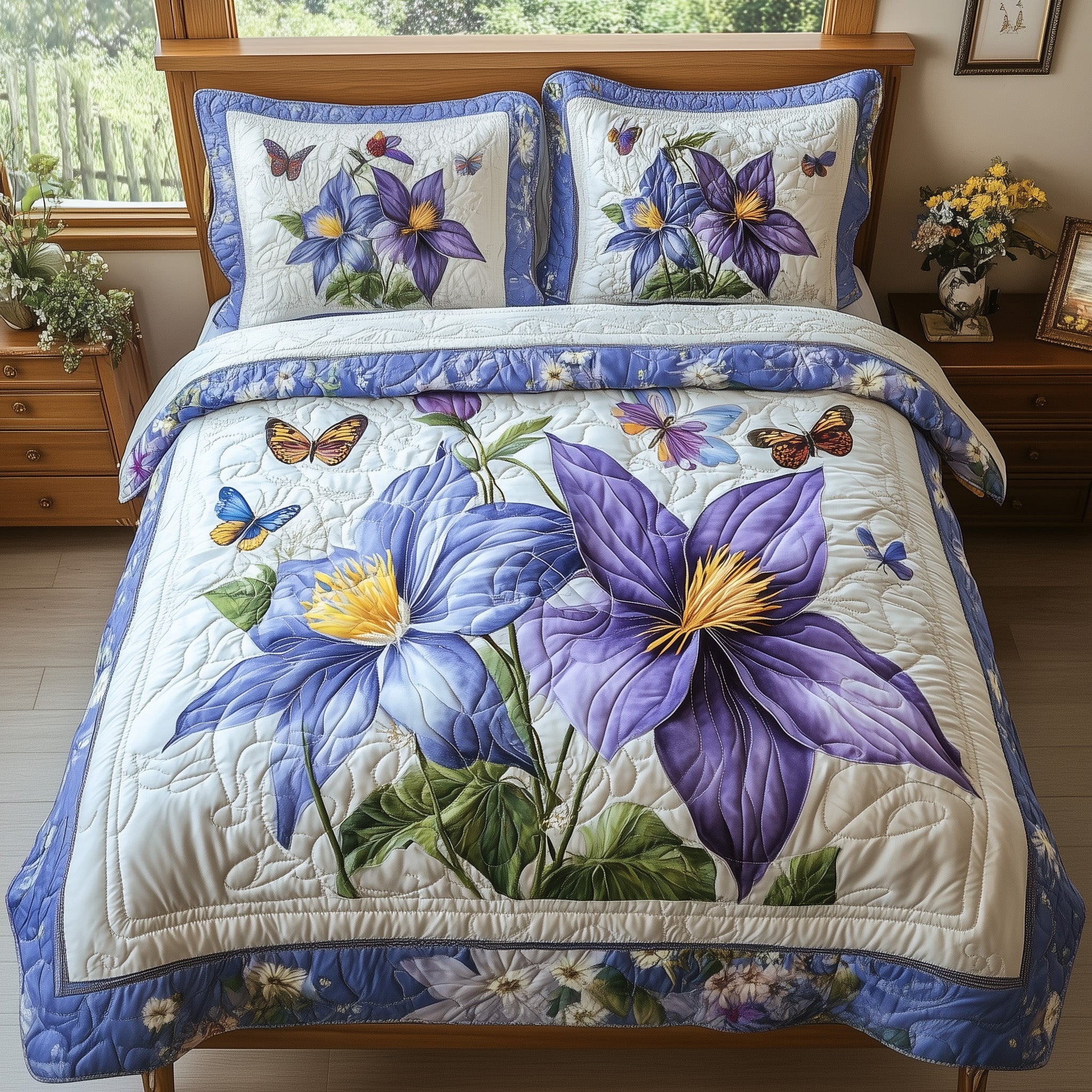 Columbine Charm Quilted Bedding Set Duvet Cover Bedspread Christmas Gifts For Mum From Daughter