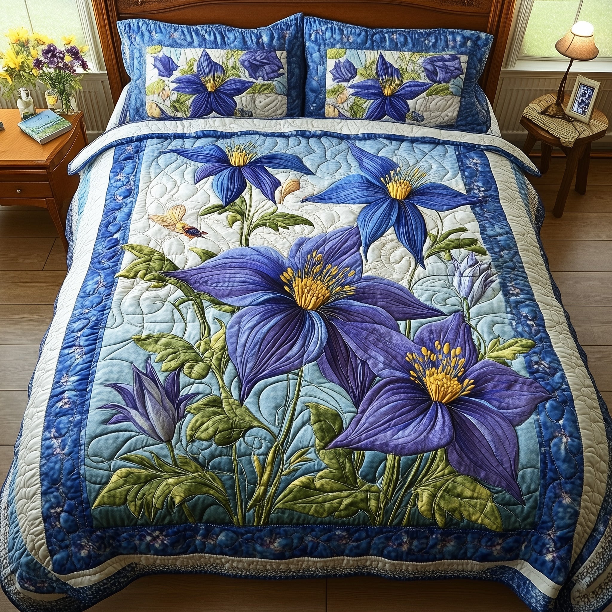 Columbine Charm Quilted Bedding Set Duvet Cover Bedspread Christmas Gifts For Young Men