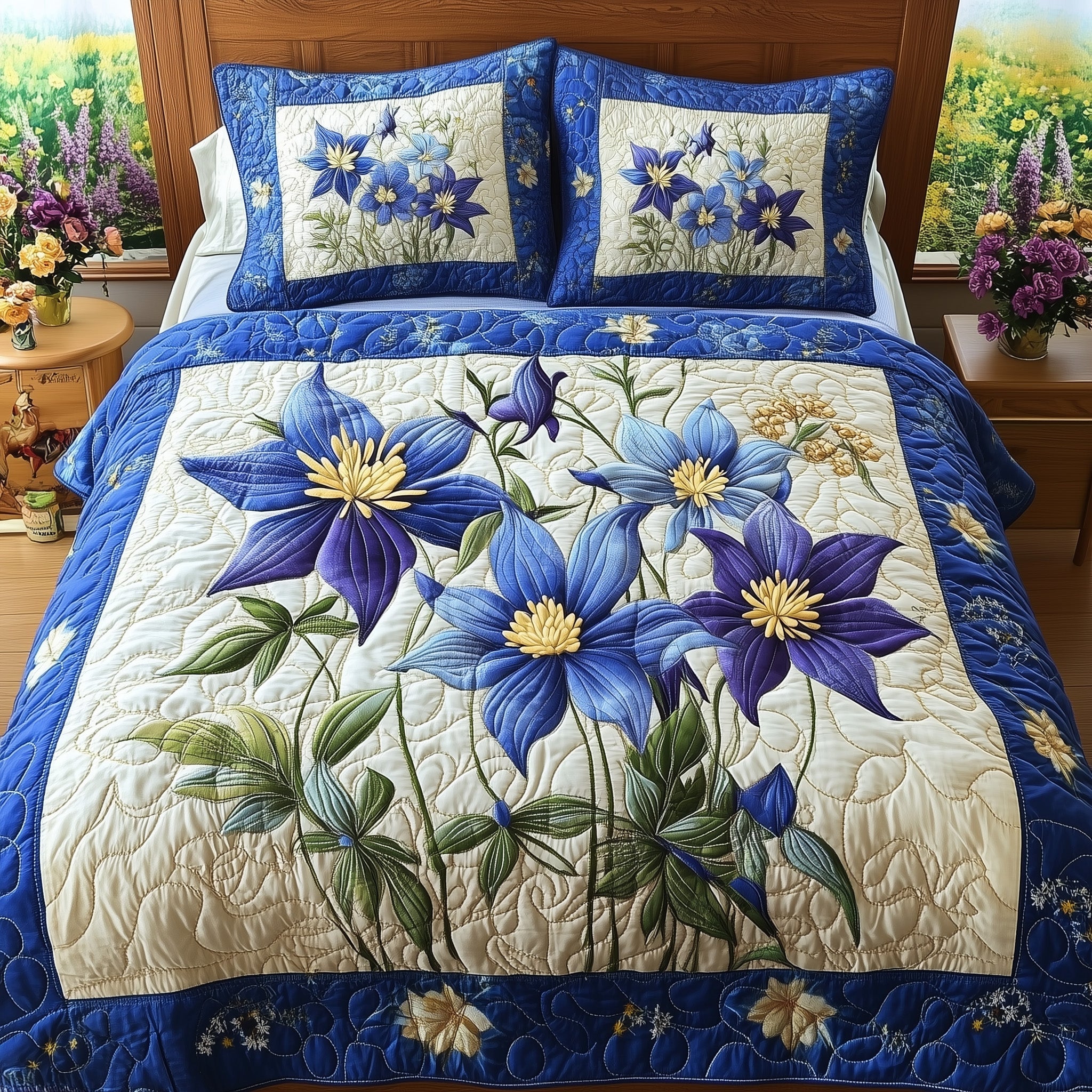 Columbine Charm Quilted Bedding Set Duvet Cover Bedspread Good Christmas Gifts For Boyfriend