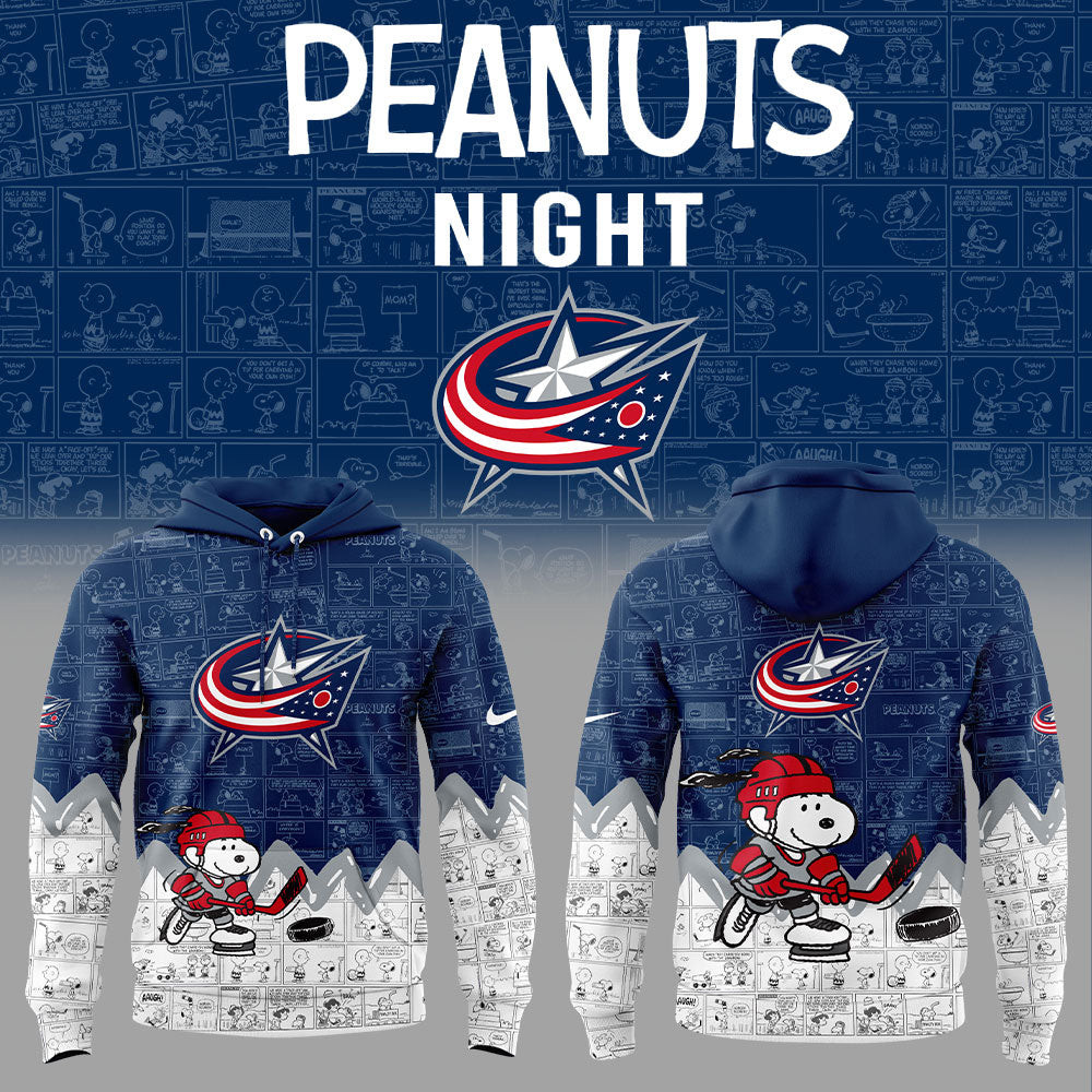 Columbus Blue Jackets 75th Anniversary Of Peanuts Hoodie Present Ideas For Girlfriend