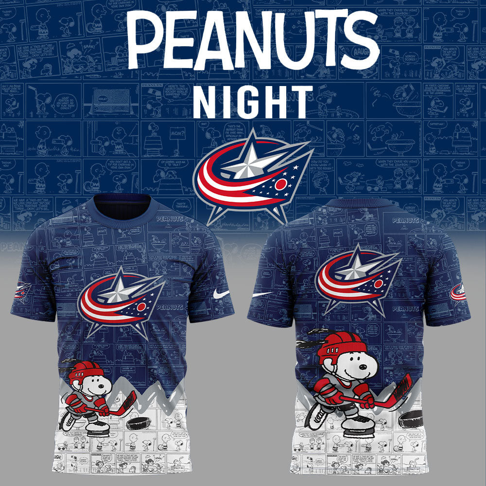 Columbus Blue Jackets 75th Anniversary Of Peanuts T-Shirt Gifts For Basketball Fan