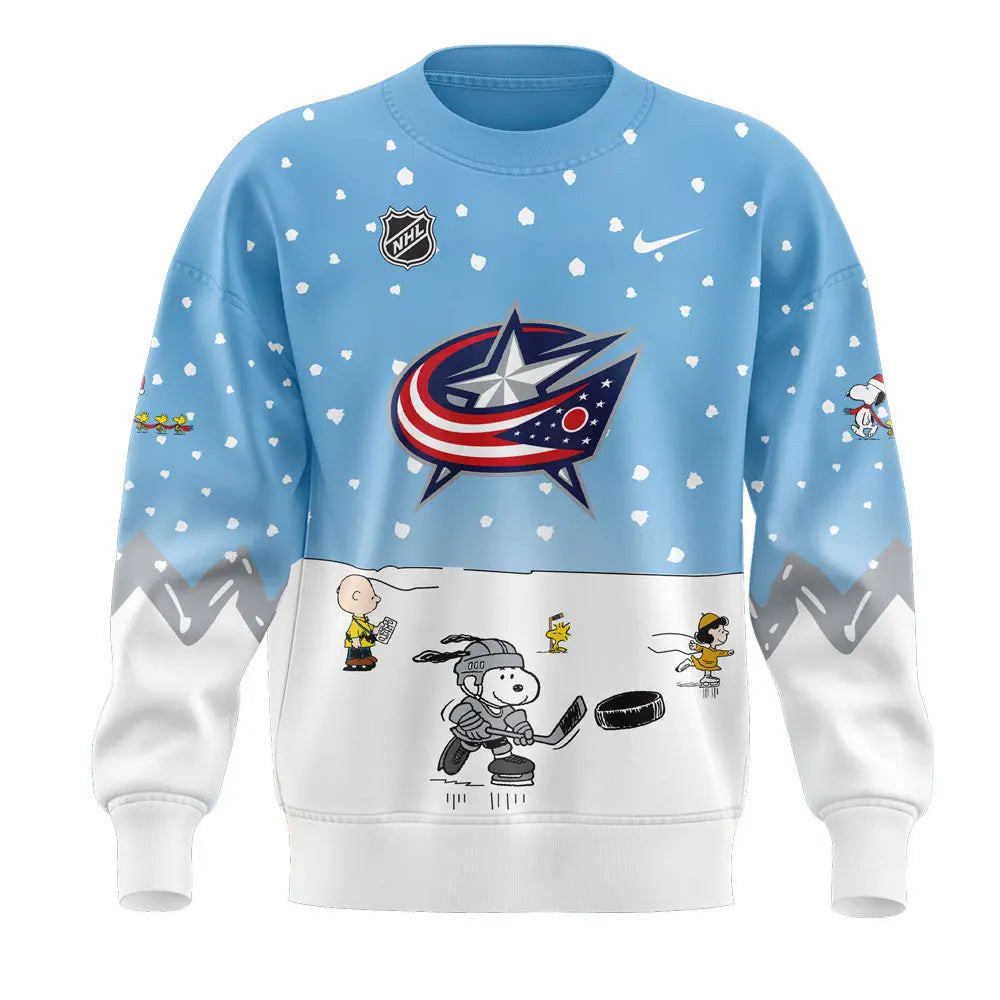 Columbus Blue Jackets Peanuts Hockey Shirt Snoopy Night Hockey Sweatshirt Gift Ideas For Her