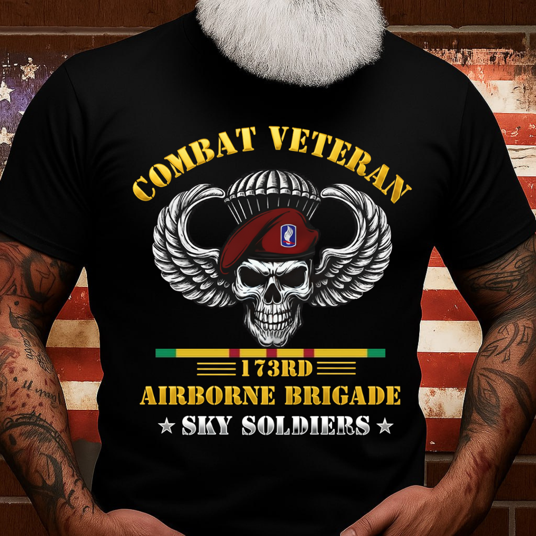 Combat Veteran 173rd Airborne Shirt  Airborne Skull Design Tee Gift for Veterans Day