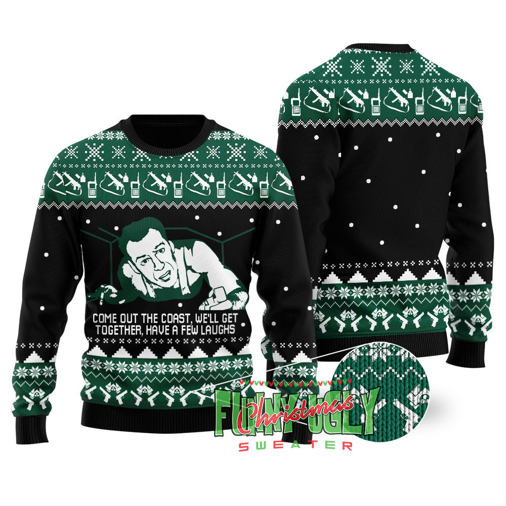 Come Out The Coast Die Hard Christmas Sweater Navy Perfect Merch Gift for the Christmas Season