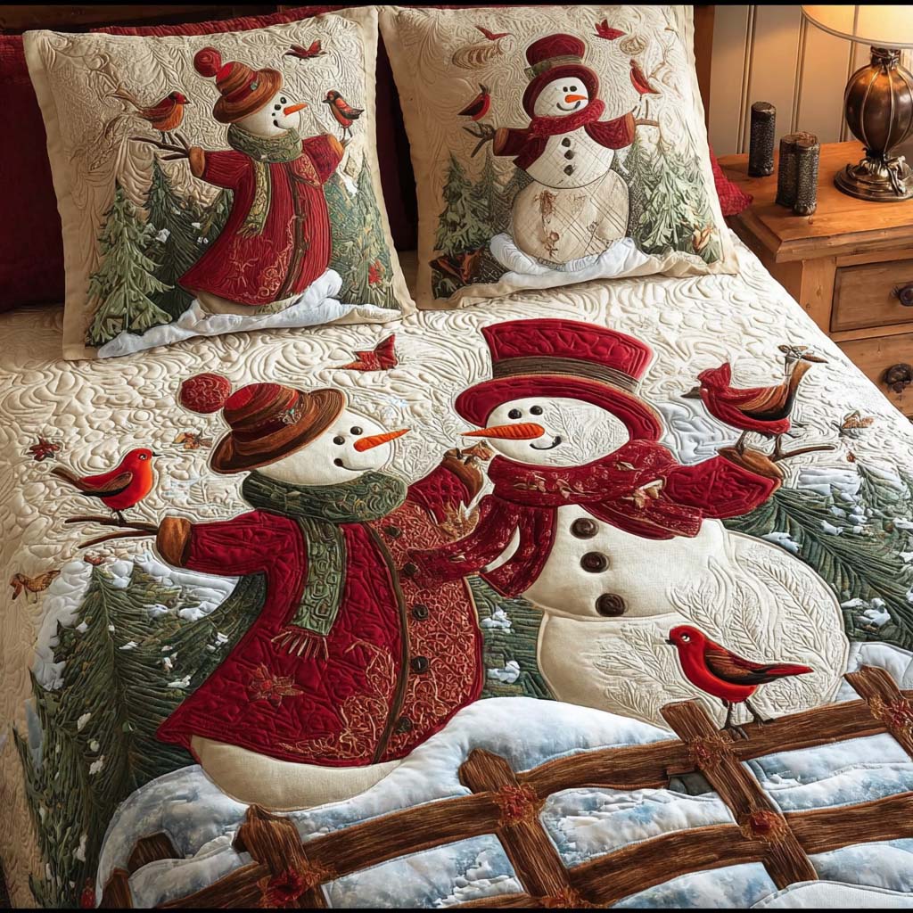 Comfort and Joy Quilted Bedding Set Holiday Duvet Cover Set Christmas Gifts For Relatives