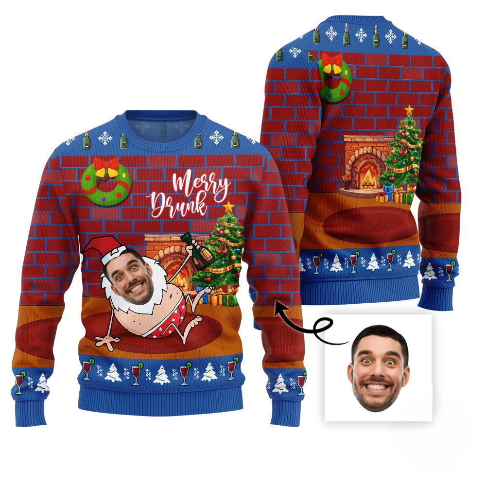 Comfortable Custom Face Ugly Christmas Sweater For Men