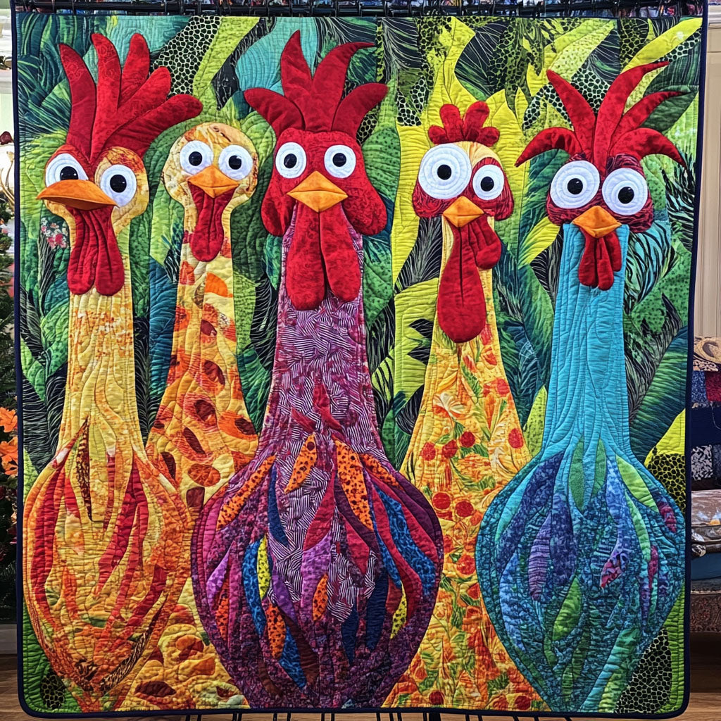 Comical Coop Crew Quilted Blanket Presents For Chicken Love