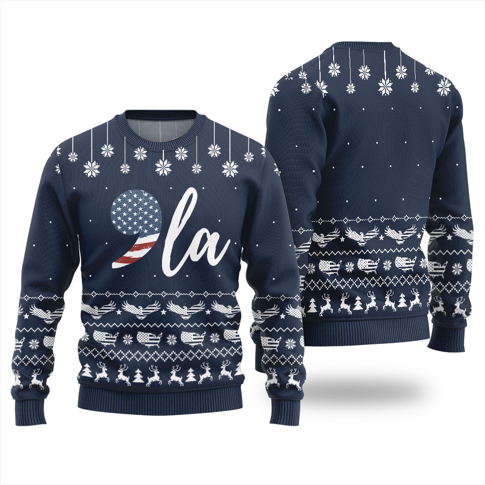 Comma La Harris Ugly Christmas Sweater Navy Seasonal Gift Merch for Cozy Christmas Vibes