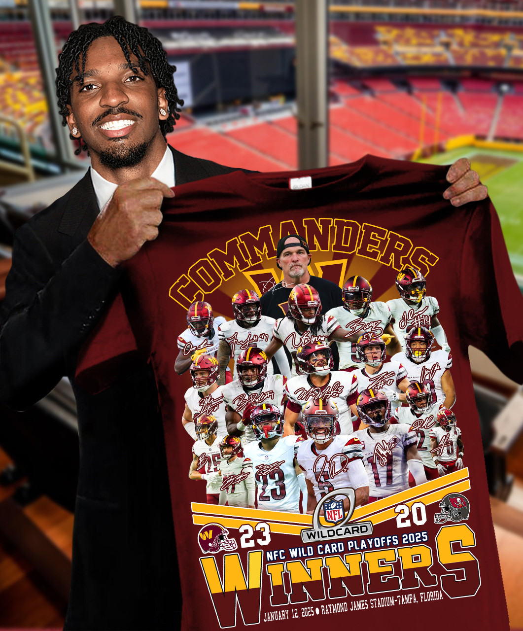 Commanders NFC Wild Card Playoffs 2025 Winners T-Shirt Football Gifts For Men