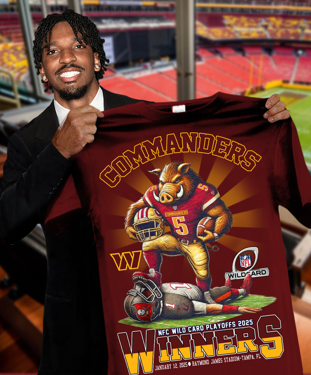 Commanders NFC Wild Card Playoffs 2025 Winners T-Shirt Gifts For Football Lovers